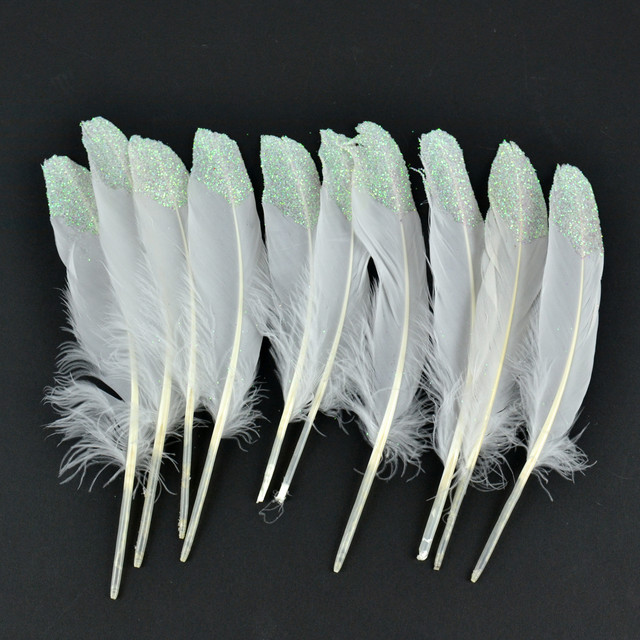 Touch of Nature 7-8” White Turkey Round Feathers with Iridescent